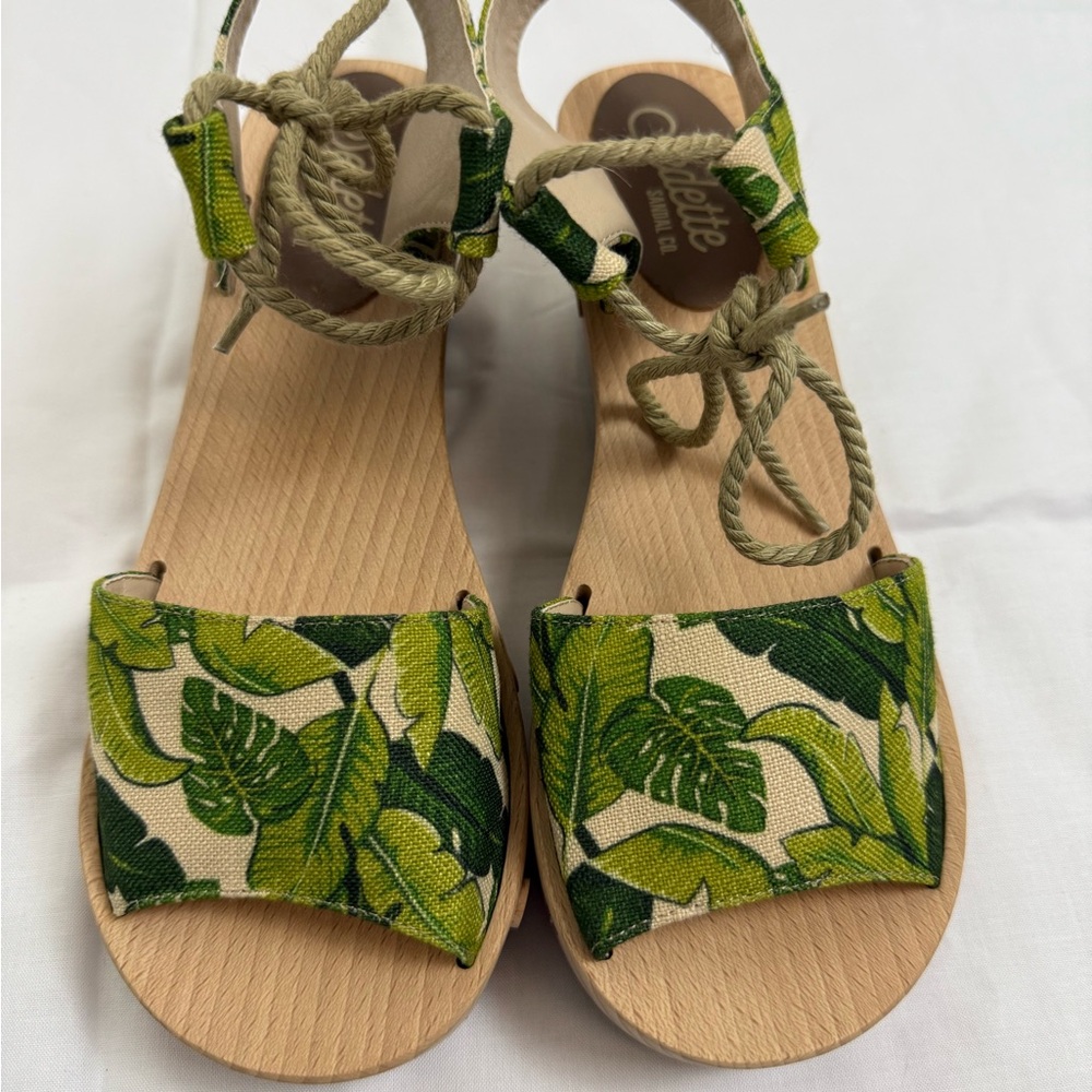 Sedette Tropical Wood Clog Sandals Sz 8.5